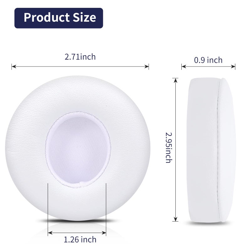 Damex Updated Thickened Solo Wireless 2/3 Replacement Ear Pads,earpads for Beats Solo 2/3 Wireless Headphone (White) - Image 5